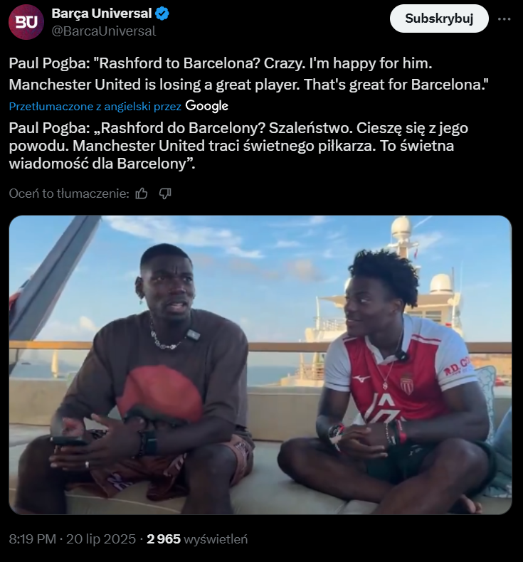 Paul Pogba PODSUMOWAŁ transfer Rashforda do Barcy :D